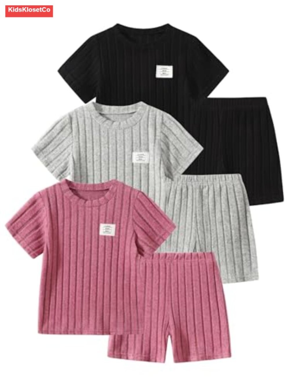 Girls 6-Piece Knit Tee & Shorts Set Summer Lounge Play